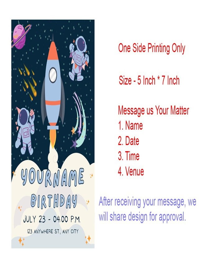 Yellow Nuts Personalized Birthday Invitation For Birthday 16 Pcs Space Theme Greeting Card For Kids Girls and Boys - Image 3